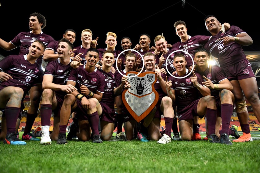 Sam Walker and Reece Walsh with the Queensland under 18s in 2019.