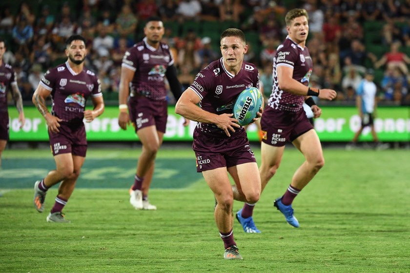 Luke Metcalf in action in last year's trials for Manly.