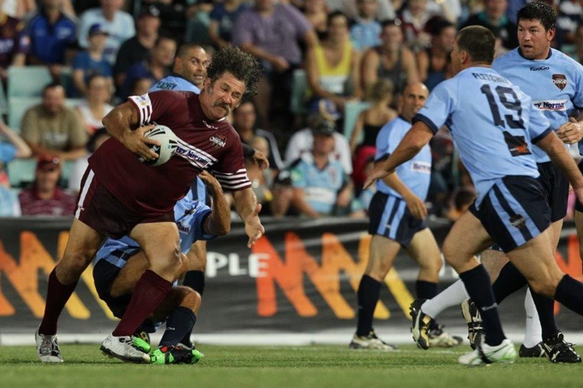 Maroons cult hero Sam Backo still going strong just weeks after celebrating his 50th birthday.