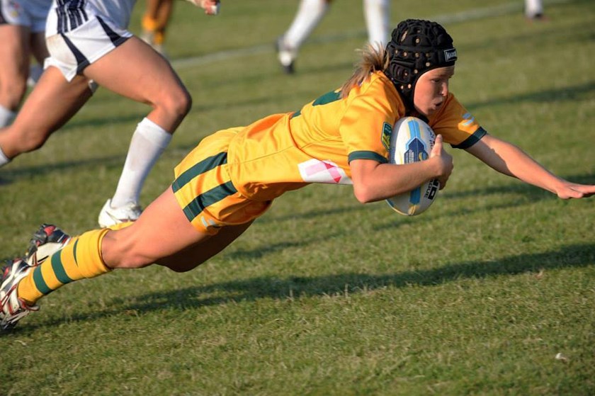Emma Tonegato bagged a hat-trick for the Jillaroos against France in 2013.