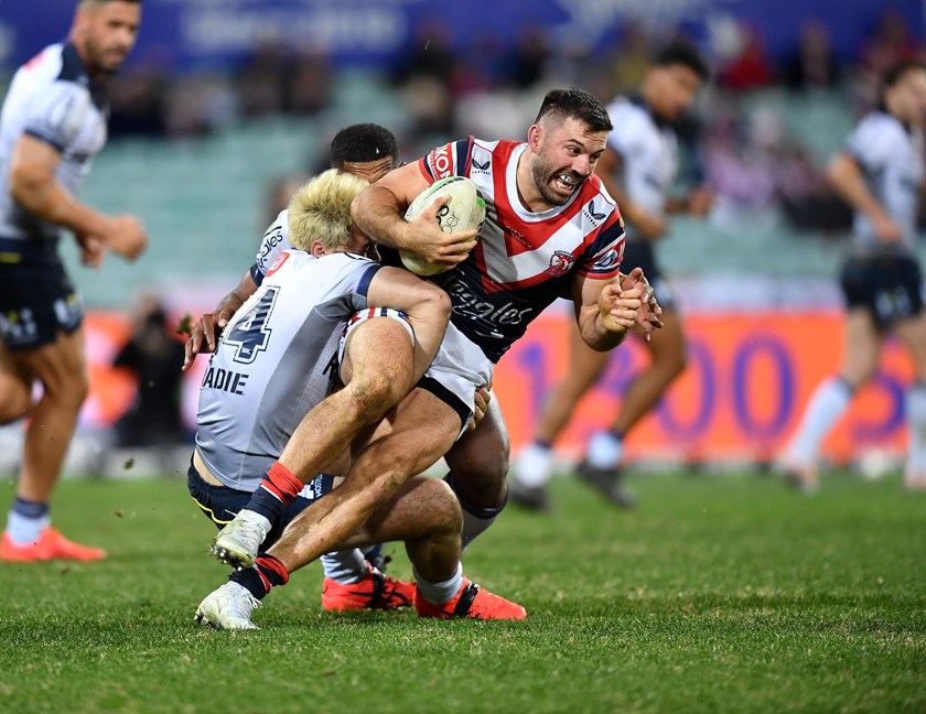 Roosters captain James Tedesco takes another carry for his side.