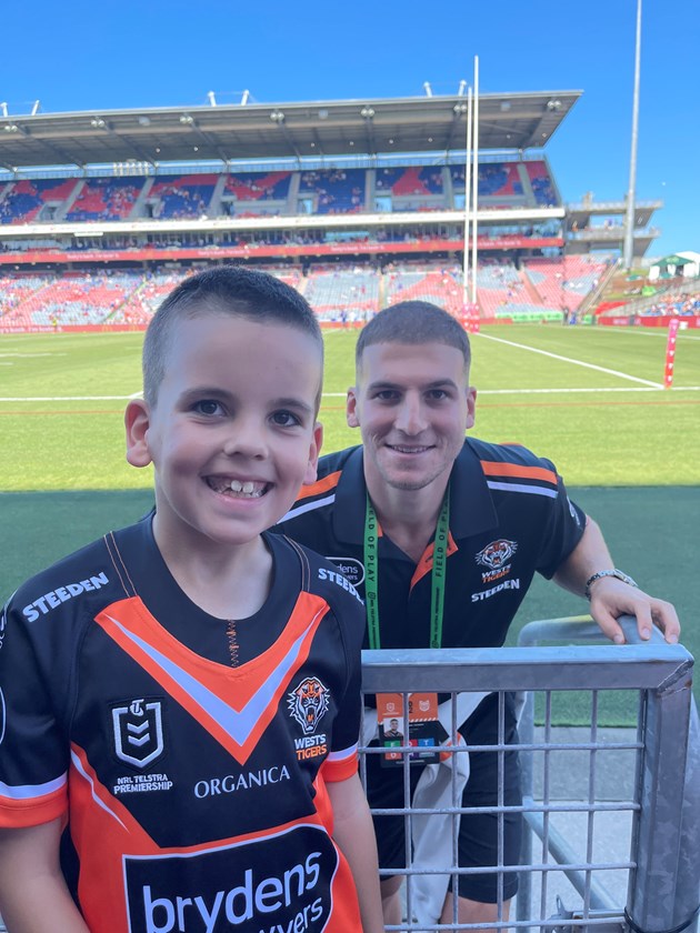 Lachlan with Wests Tigers utility who will start from the interchange this weekend in his second game back from a knee reconstruction.