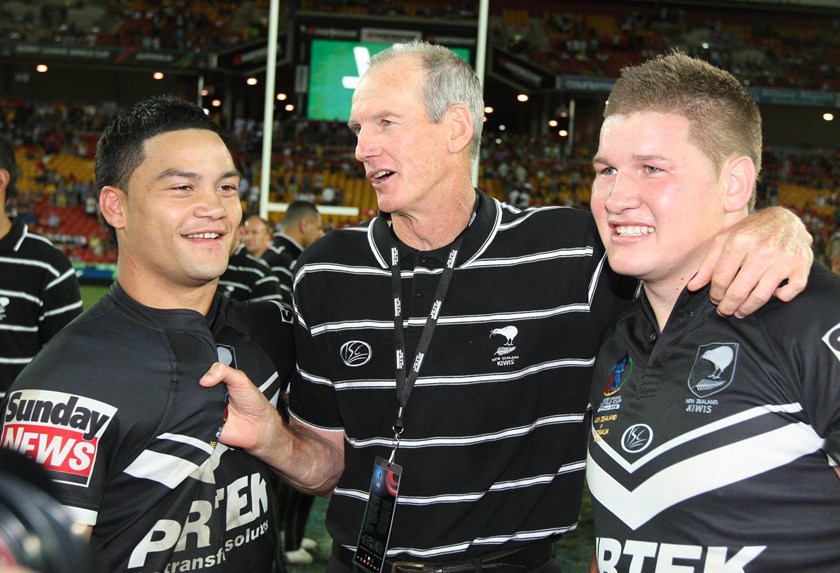 Bennett with Issac Luke and Greg Eastwood after the 2008 World Cup final