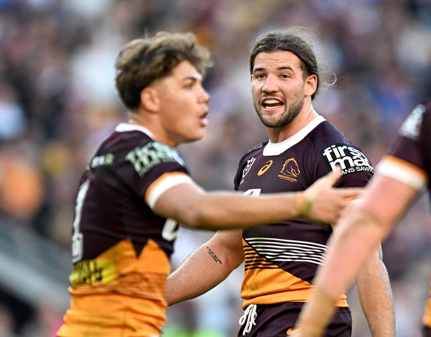 Patrick Carrigan and Reece Walsh after the penalty was given.