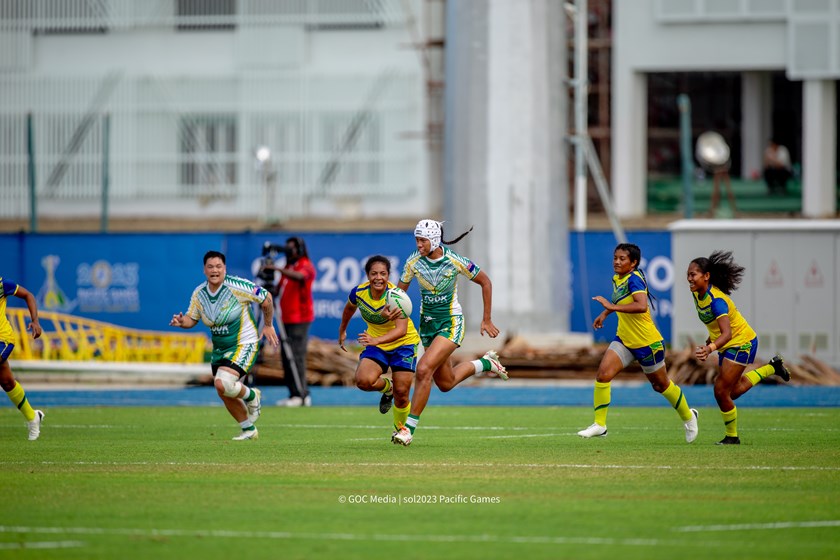 Chantay Kiria-Ratu races away to score for Cook Islands against Solomon Islands 