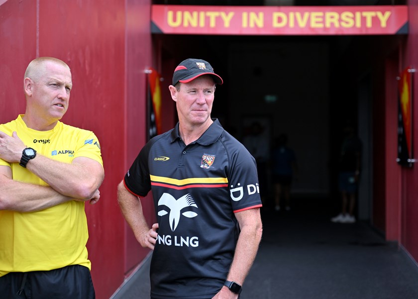 PNG Kumuls coach Justin Holbrook and performance manager Jeremy Hickmans