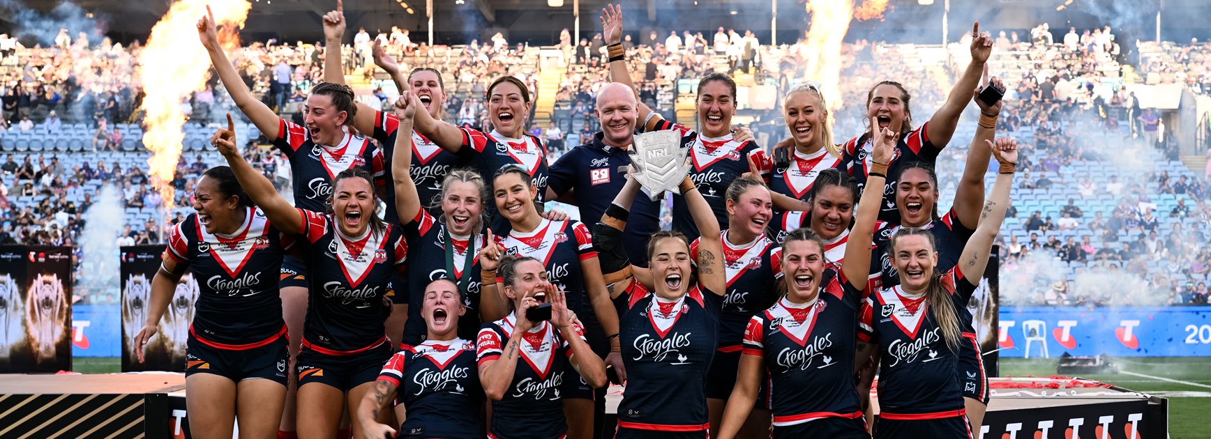 Jasmin Strange helped Los Angeles Roosters to their first silverware at the NRL Vegas Nines.