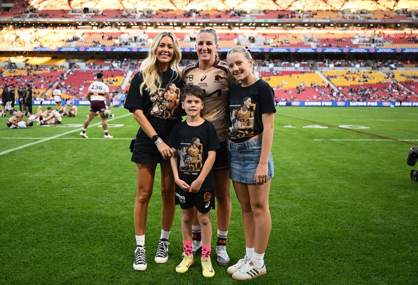 A magical moment for Ali Brigginshaw and her family at Suncorp Stadium.