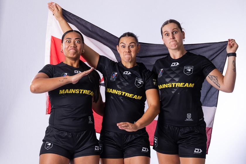Tiana Davison (right) with Anessa Biddle and Shanice Parker, is passionate about women's rugby league in New Zealand. 