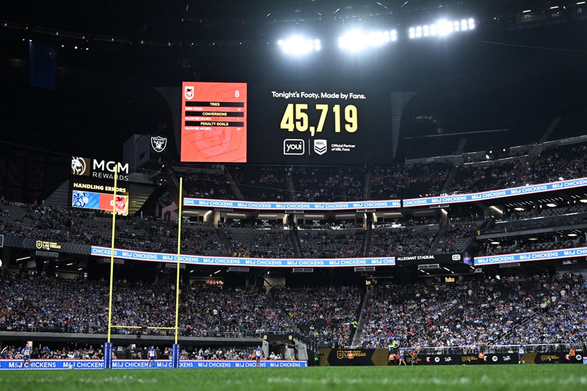 A new record attendance for rugby league at Allegiant Stadium.