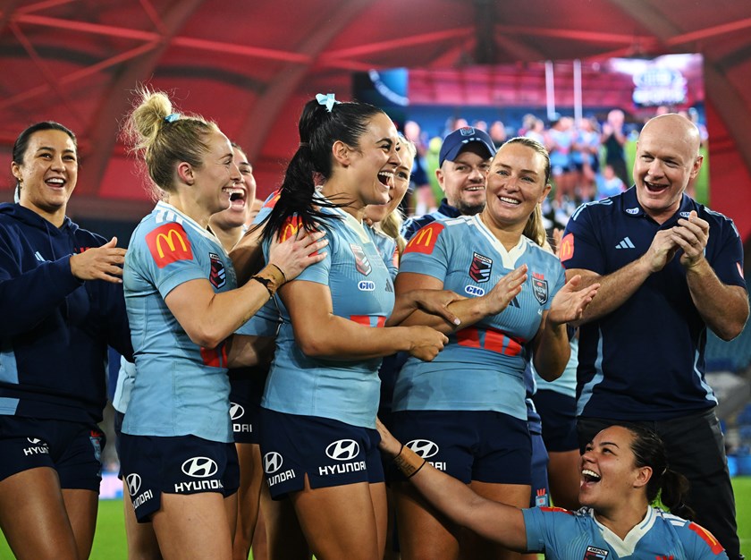 Happy times for Yasmin Meakes after she was named Player of the Series in Origin.