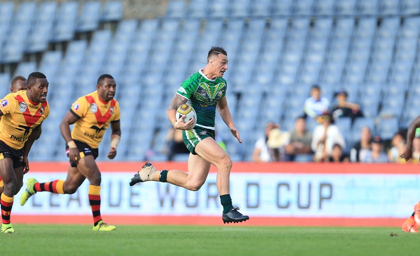 Charnze Nicoll-Klokstad on the fly for Cook Islands against PNG in 2017.