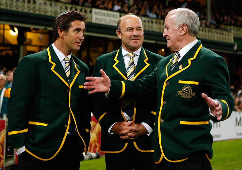 John Raper at the SCG in 2008 with fellow Team of the Century members Andrew Johns and Wally Lewis.