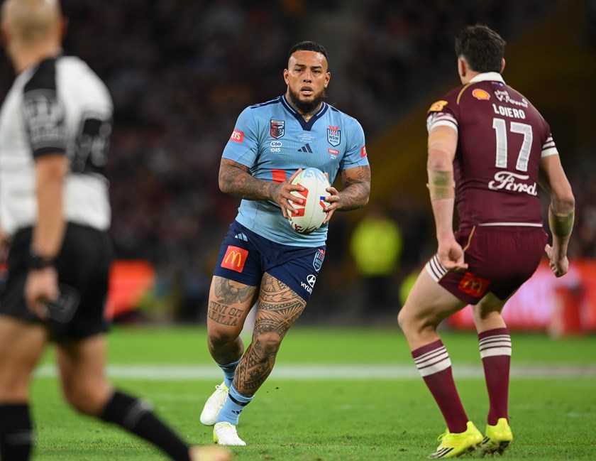 Addin Fonua-Blake with the ball during the decider.