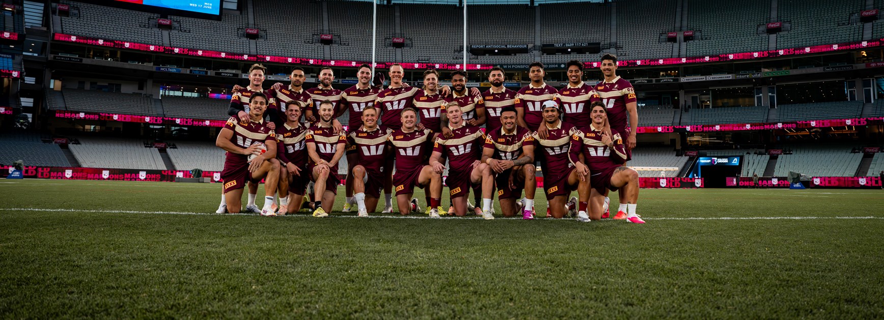The Queensland Maroons at their captain's run at the MCG.