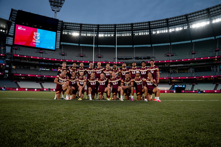 The Queensland Maroons at their captain's run at the MCG.