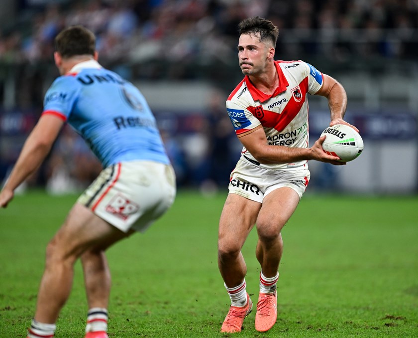 Lachlan Ilias playing for the Dragons NRL side in 2025.