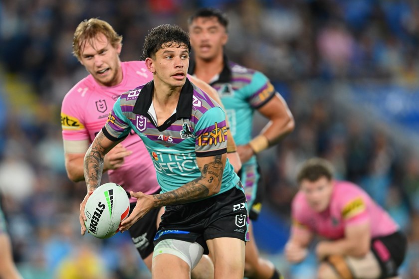 Jayden Campbell in action during the Round 16 win over Penrith.