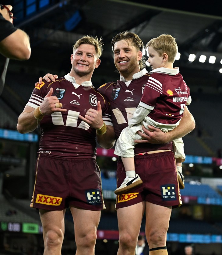 Harry Grant and Cameron Munster celebrate locking the series at 1-1 win a win at the MCG.