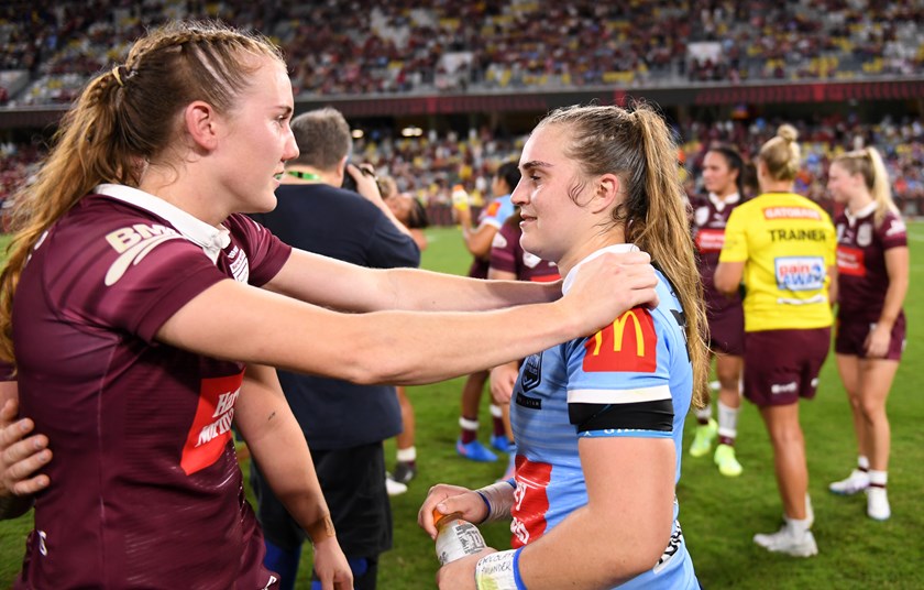 Knights pair Tamika Upton and Jesse Southwell following the Women's State of Origin decider.