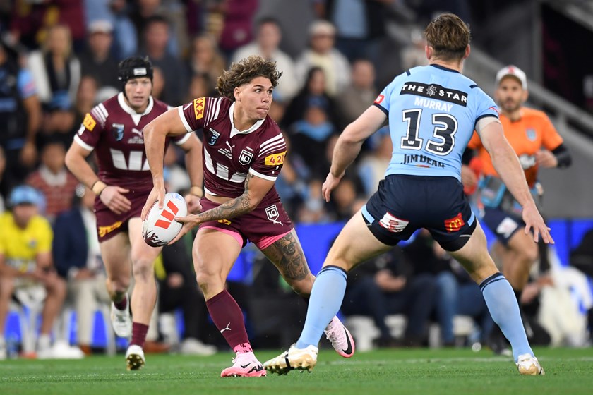 Reece Walsh with the ball for the Maroons during the 2024 series.