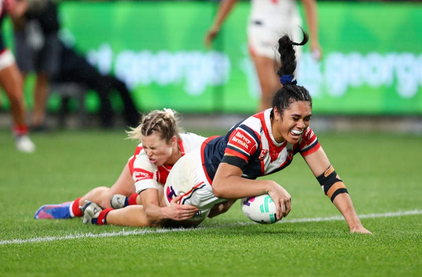 Otesa Pule scores a try for the Roosters. Photo: NRL Images