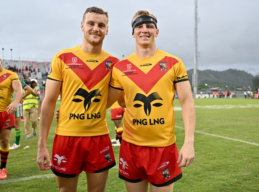Brothers Zac and Kyle Laybutt representing the PNG Kumuls.