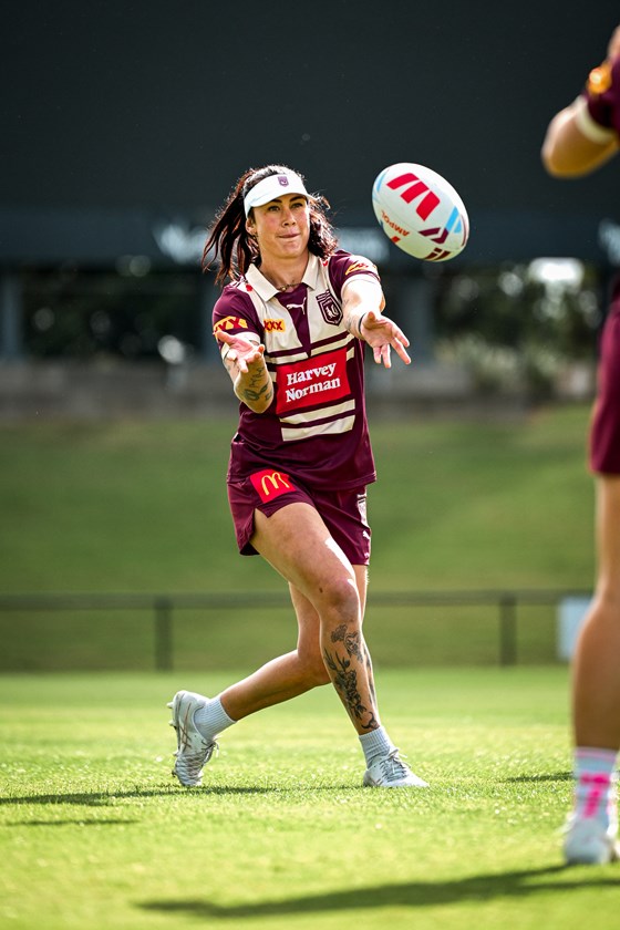 Jess Elliston at Maroons training.