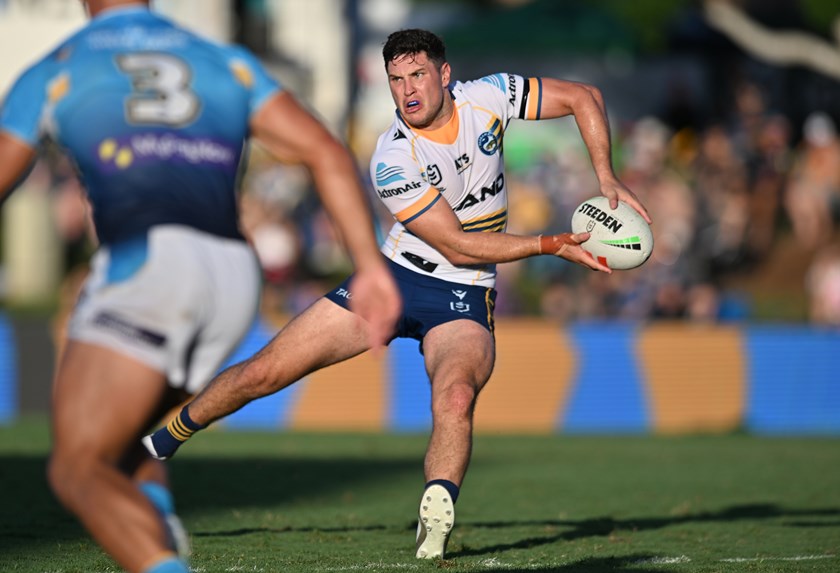Mitchell Moses in action for the Eels during the Pre-Season Challenge Round 2 win against the Titans.