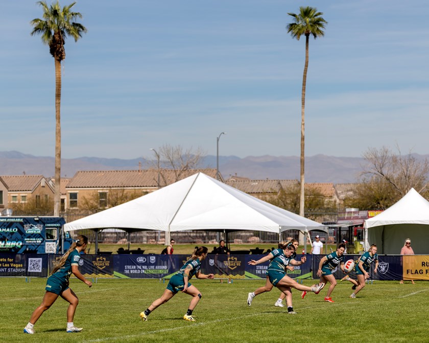 Natasha Naismith kicks off for the Ospreys at Silver Bowl Park.