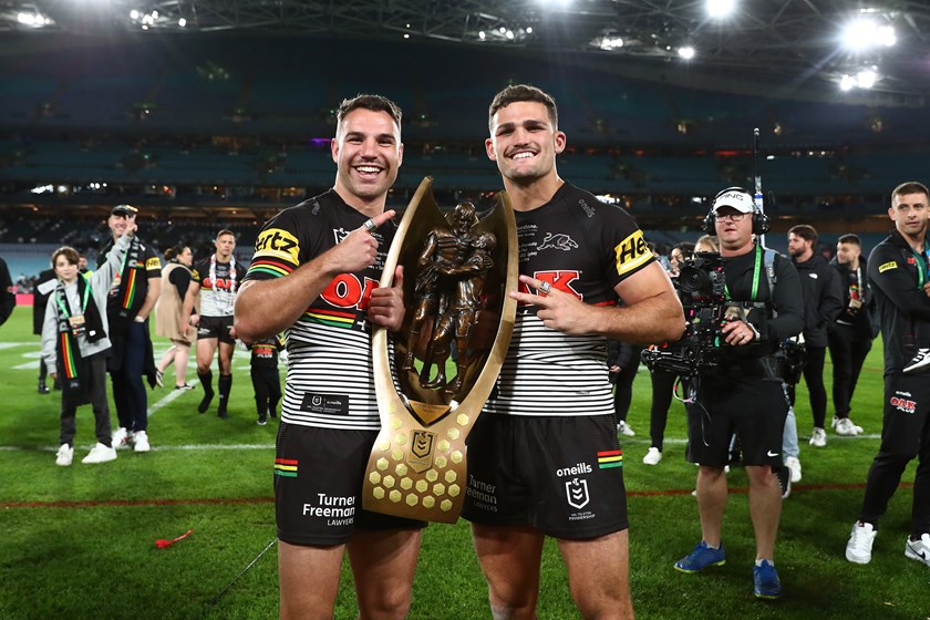 Sean O'Sullivan with Nathan Cleary at the Penrith Panthers. 