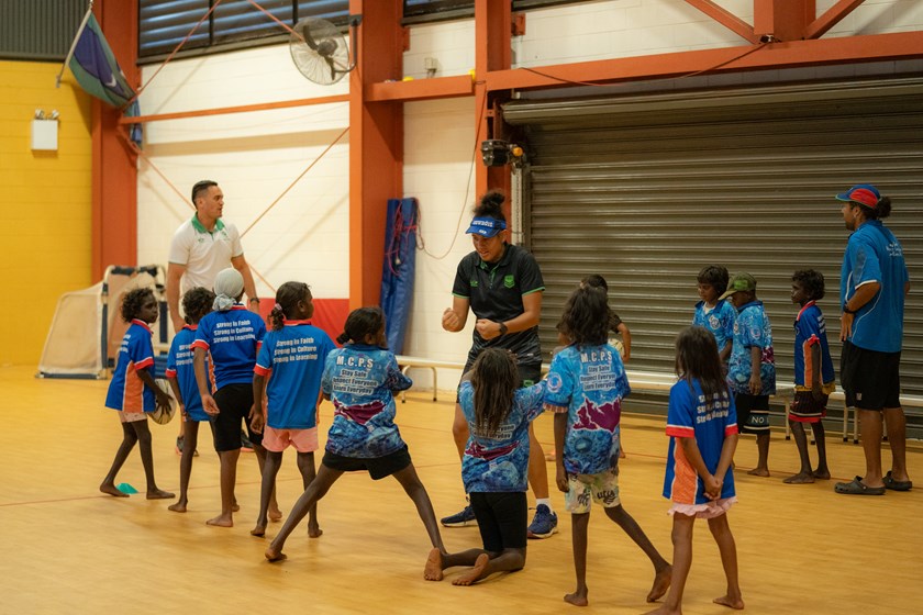  State of Mind ambassadors Brad Takairangi and Tallisha Harden at Murrupurtiyanuwu Catholic College.