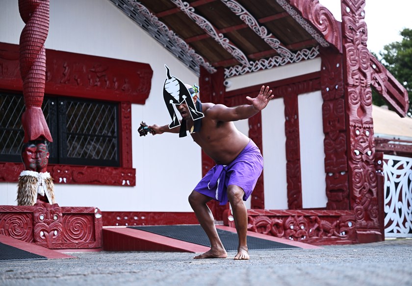 Michael Bani performs a Torres Strait Island dance.