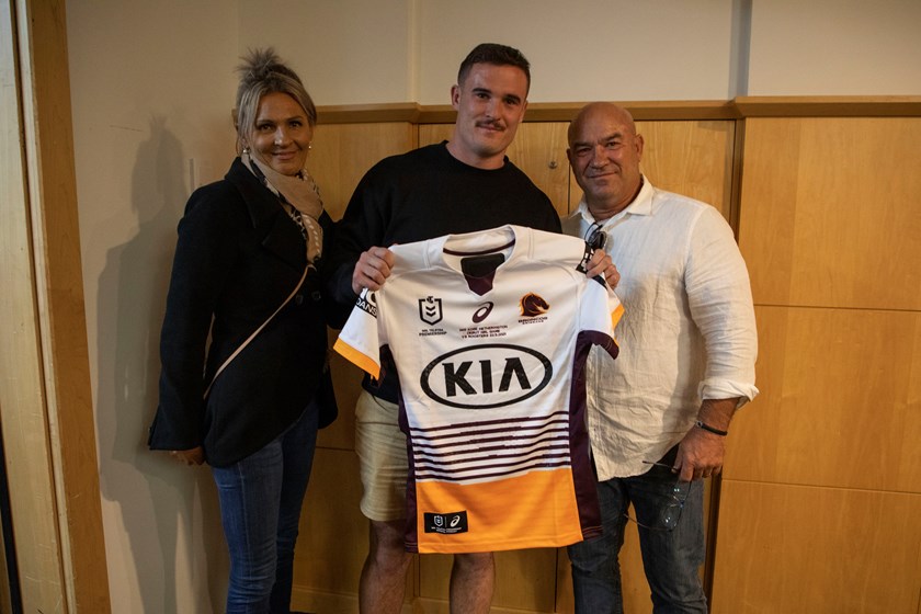 Supporting Kobe at his jersey presentation before his NRL debut with the Brisbane Broncos.