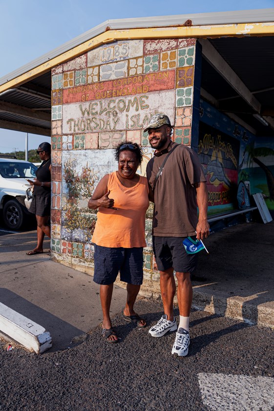 Hamiso Tabuai-Fidow with a fan at Thursday Island.
