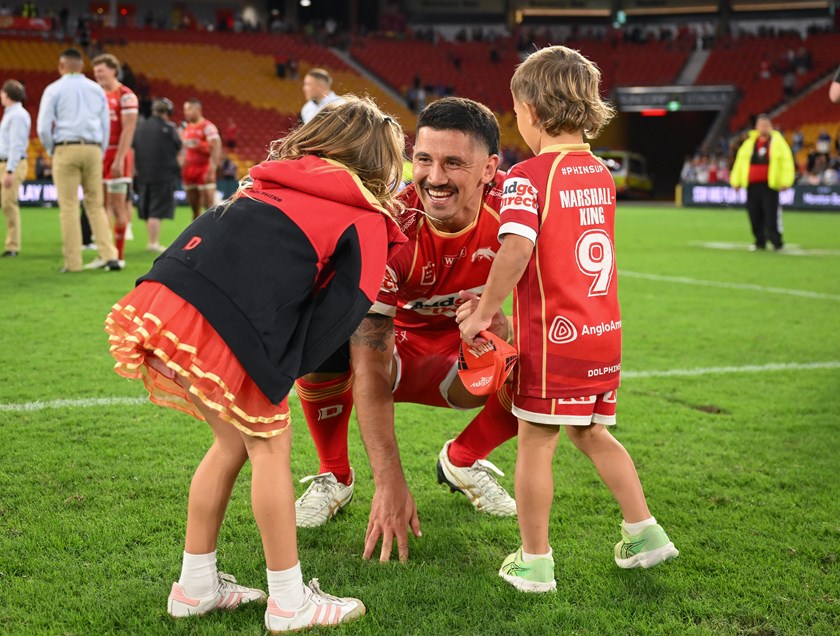 Jeremy Marshall-King soaks in his winning return with his littlest supporters.