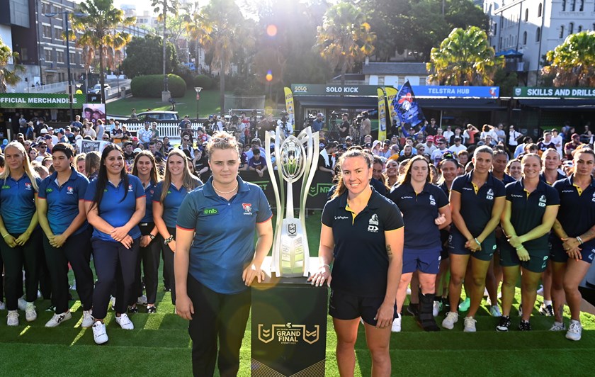 The two NRLW grand final teams are presented at the NRL's Fan Fest on Friday.