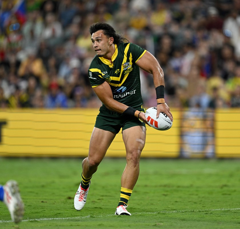 Titans captain Tino Fa'asuamaleaui in action for the Kangaroos. 