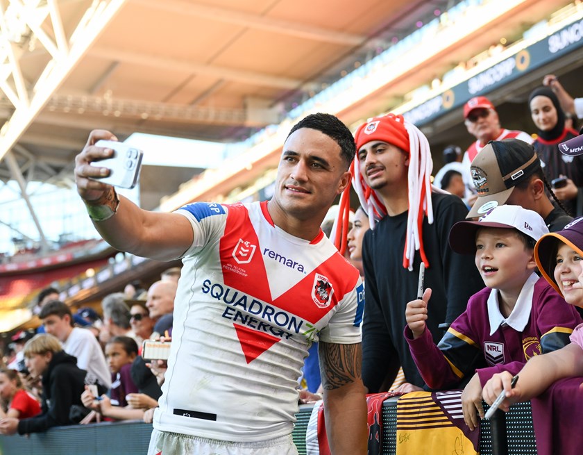 Valentine Holmes with fans after their breakthrough win.