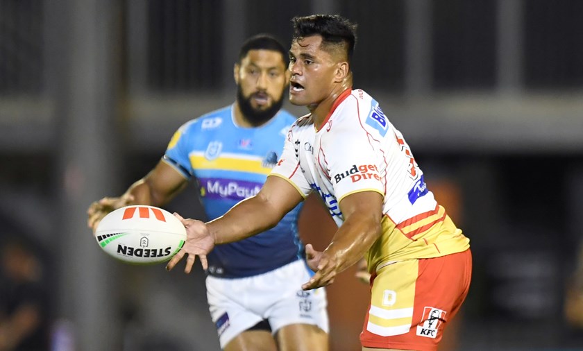 Former Titans player Herman Ese'ese in action for the Dolphins during the Pre-Season Challenge match earlier this year.