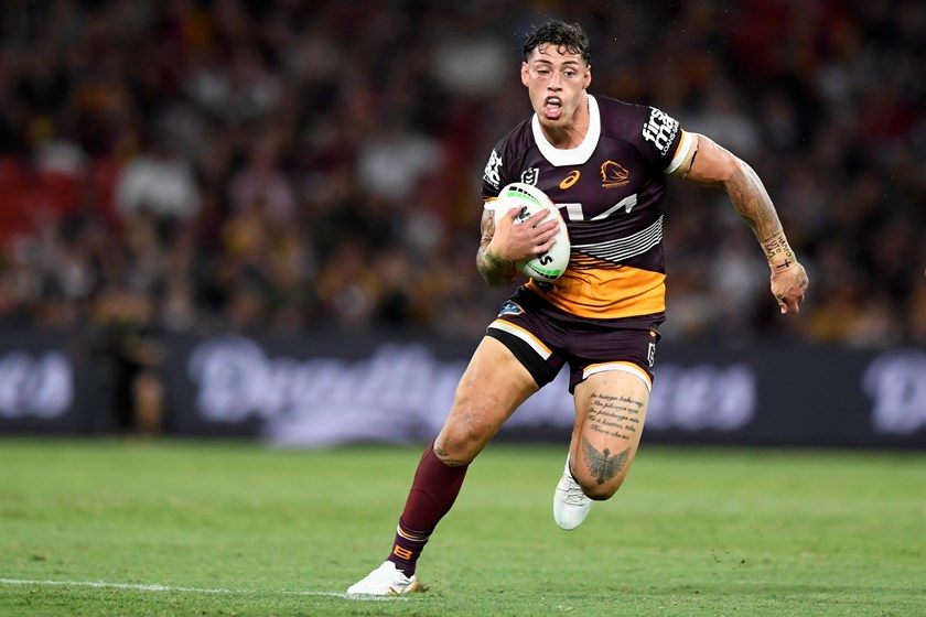 Jordan Riki in action for the Broncos.