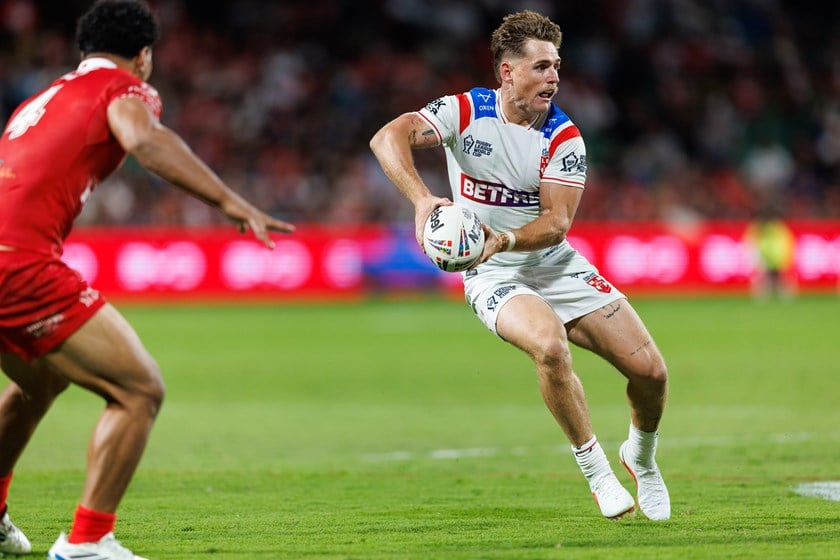 AJ Brimson in action in the game against Tonga.