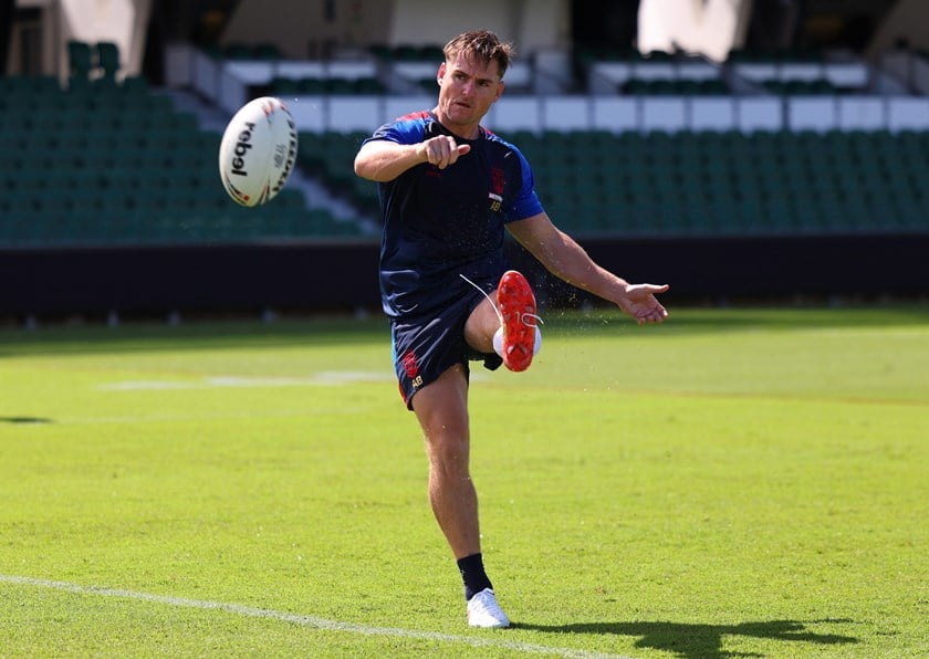 AJ Brimson at England's captain's run at HBF Park in Perth.