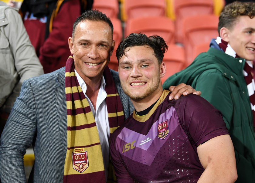 Adrian Lam and Lachlan Lam after Lachlan's Under 20 representative game for Queensland.
