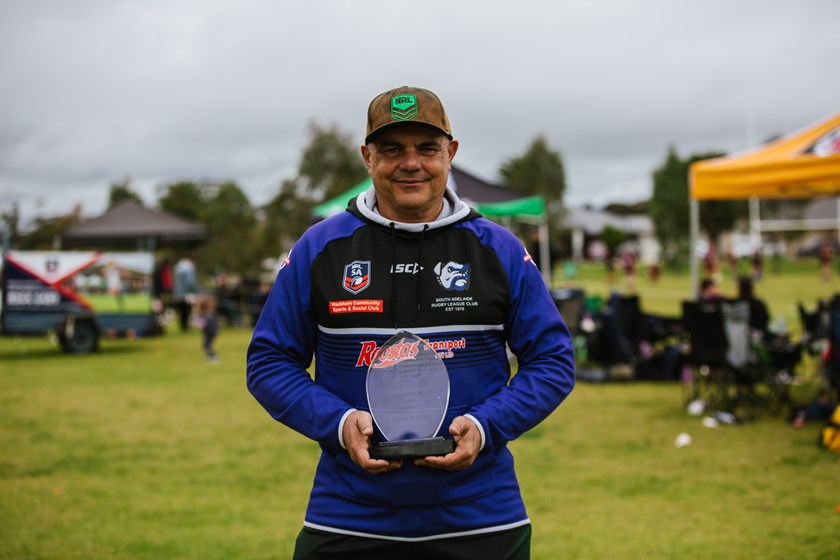 Andrew Unger receives the NRL Volunteer of the Year Award. South Australia