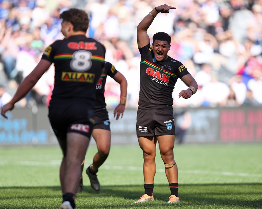 Isaiya Katoa playing for the Panthers in the Jersey Flegg grand final in 2022.