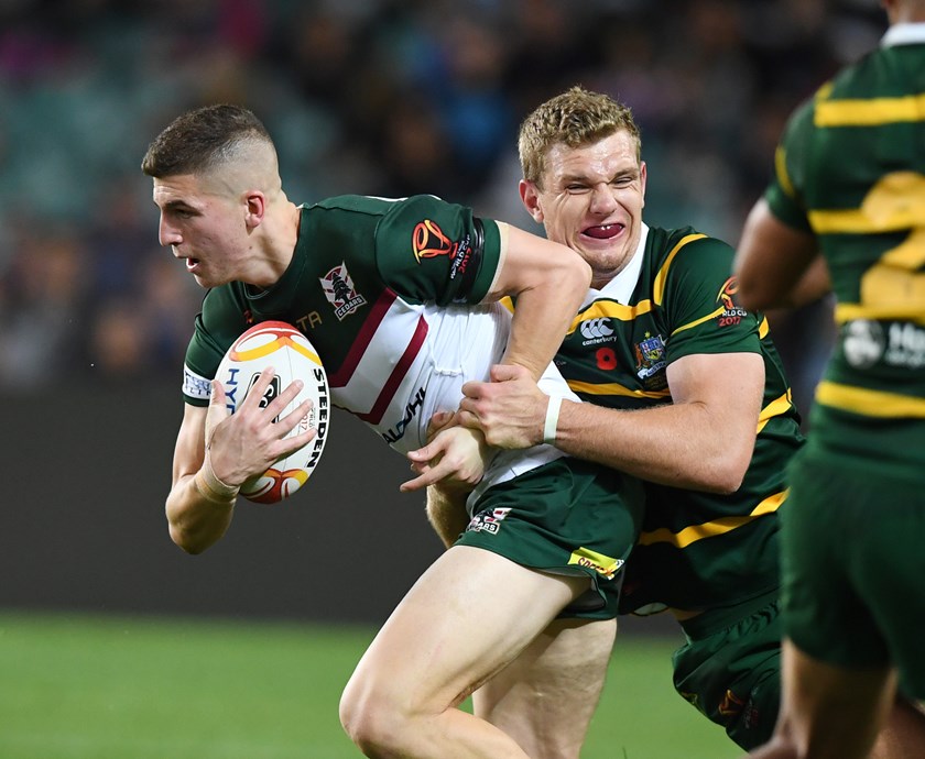 Adam Doueihi playing for Lebanon in the 2017 Rugby League World Cup.