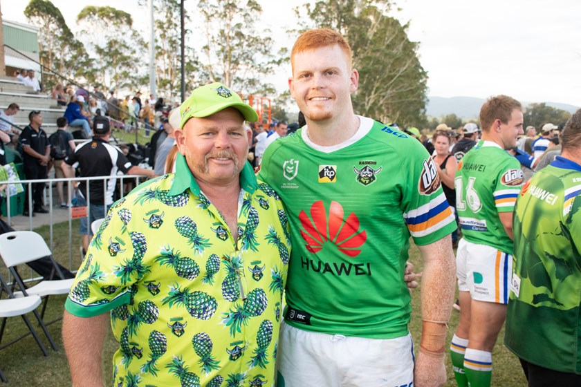 Rick and Corey at the Raiders trial match in Moruya earlier this year.