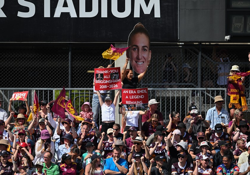 Fans fill the stands at Totally Workwear Stadium for Brisbane's final regular round game of the season.