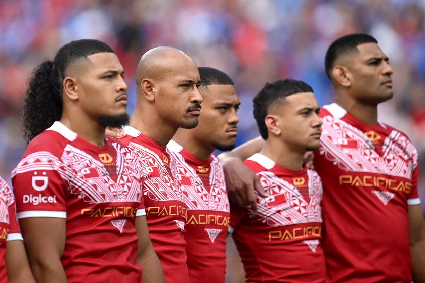 Felise Kaufusi lines up with Tonga.